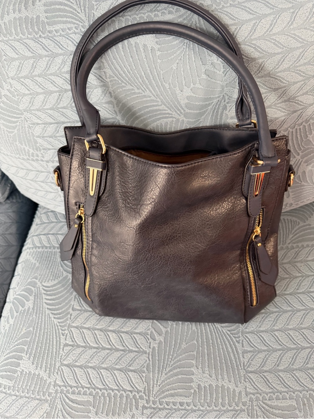 New Dark Blue Top Handle Handbag